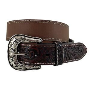 Redhead Ranch Men's Tooled Double Stitch Leather Belt in Brown Size 46 MSRP $55